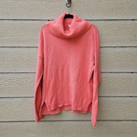 Gap coral pink turtleneck cowl wool blend sweater XL - Picture 1 of 8